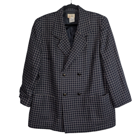 Vintage Louis Feraud Classic Black and White Plaid Blazer - Picture 1 of 8